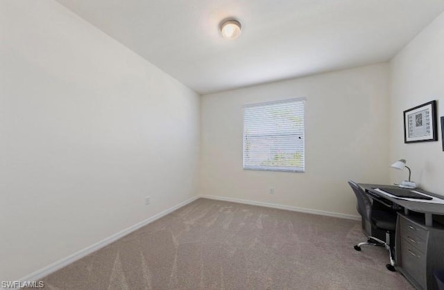 view of carpeted home office