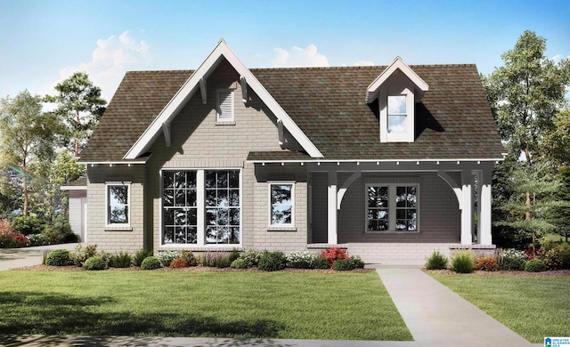 view of front of home featuring a front lawn and covered porch