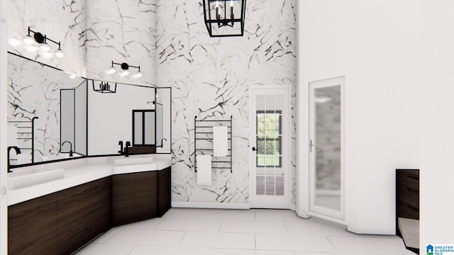 bathroom featuring tile patterned flooring and vanity