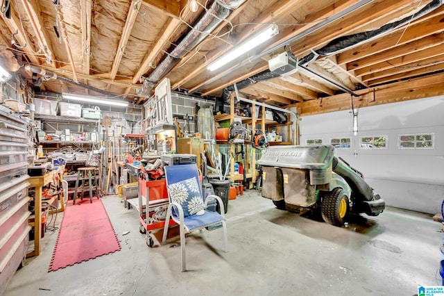 basement featuring a workshop area