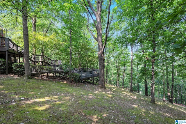 view of yard featuring a deck