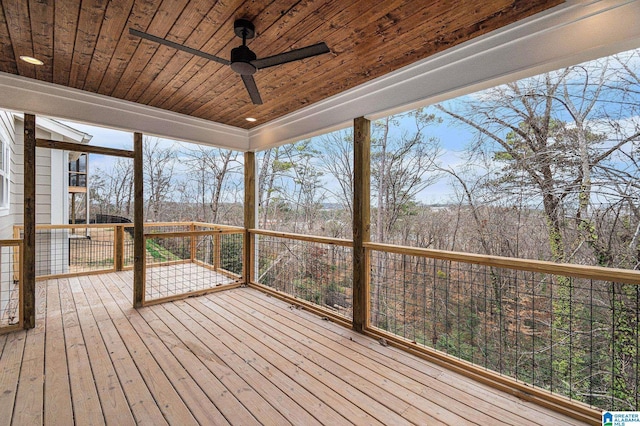 wooden terrace with ceiling fan