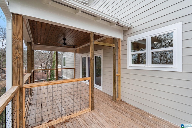 deck featuring ceiling fan