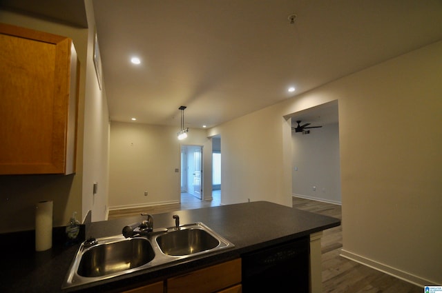 401 S 20th St Unit 420, Birmingham, AL 35233 - kitchen featuring dark hardwood / wood-style flooring, pendant lighting, sink, and dishwasher