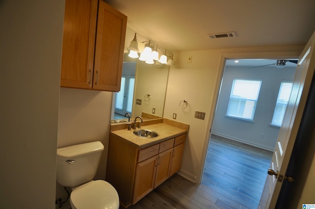 401 S 20th St Unit 420, Birmingham, AL 35233 - bathroom with vanity, toilet, hardwood / wood-style floors, and plenty of natural light