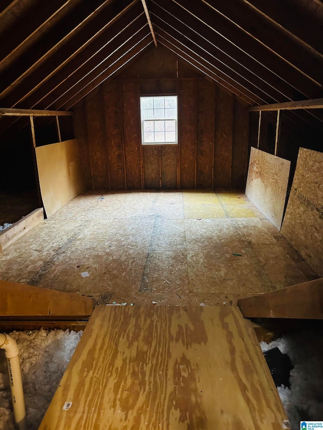 view of unfinished attic