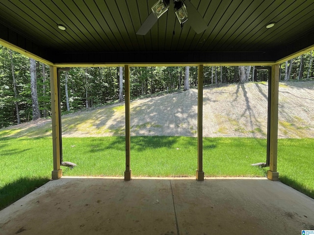 view of patio with ceiling fan