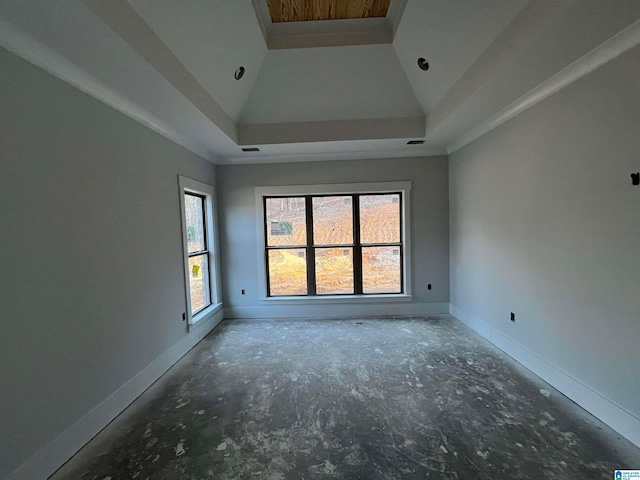 spare room with high vaulted ceiling