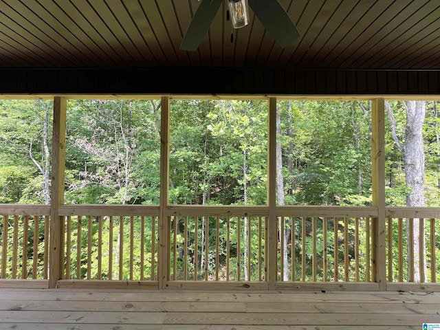 wooden terrace with ceiling fan