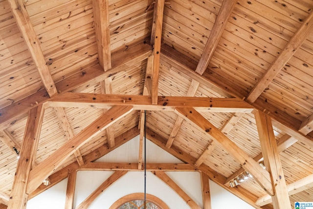 details with beam ceiling and wooden ceiling