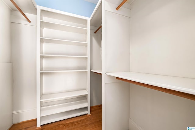 spacious closet featuring hardwood / wood-style flooring