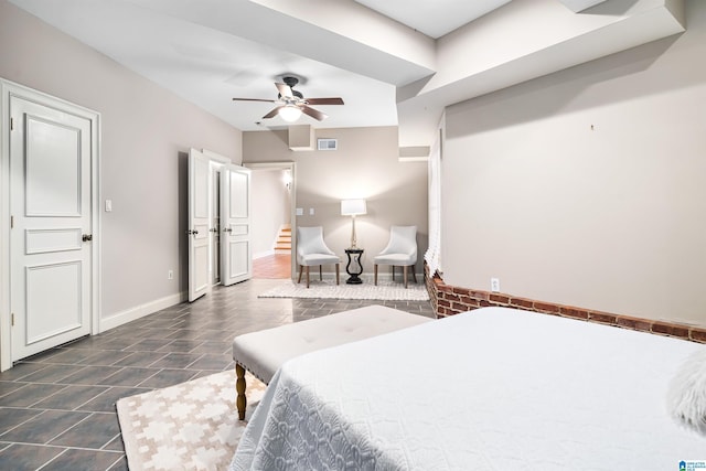 bedroom featuring ceiling fan