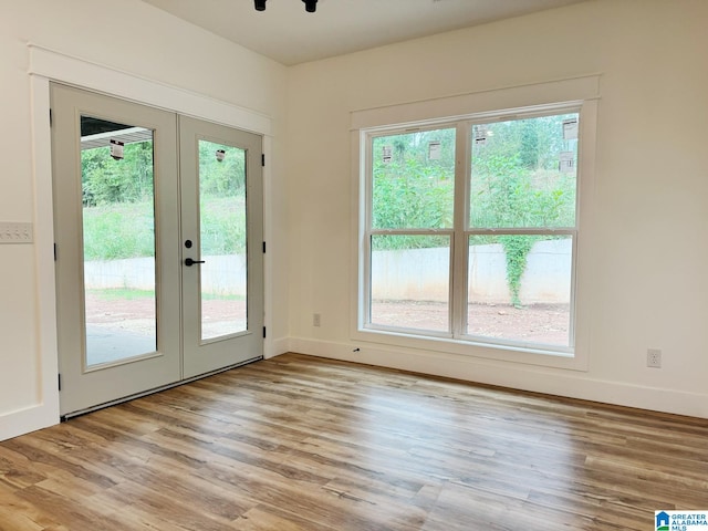 doorway featuring light hardwood / wood-style flooring and french doors