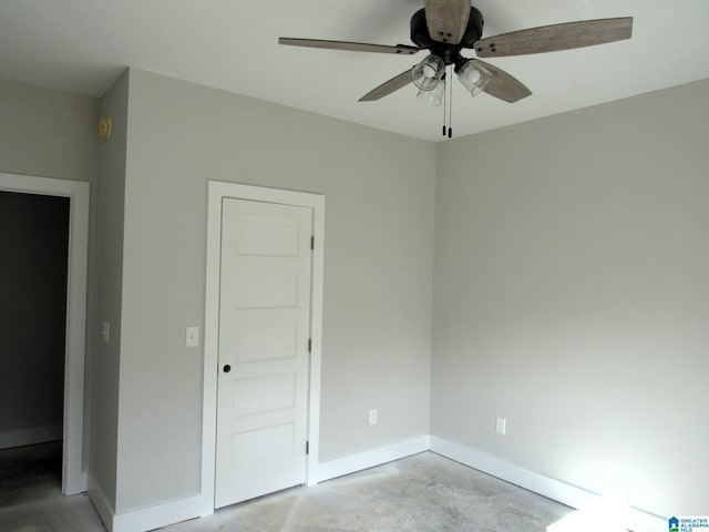 spare room featuring ceiling fan