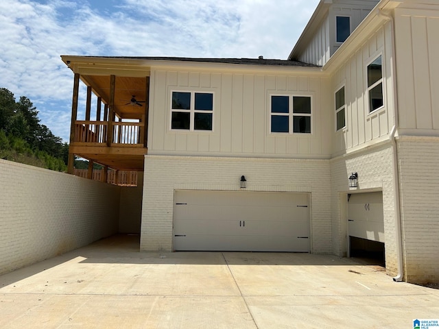 view of side of property featuring a garage