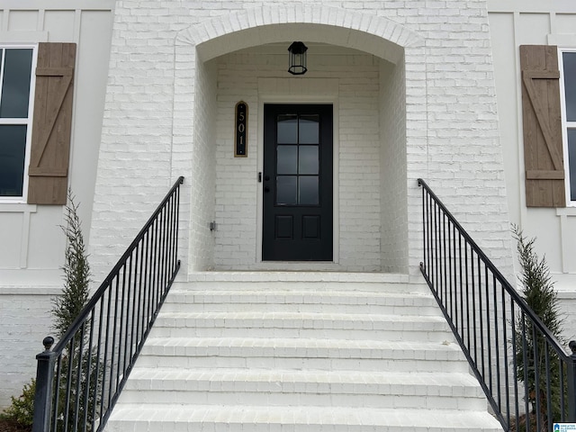 501 Ramsgate Dr, Alabaster, AL 35114 - doorway to property with brick siding