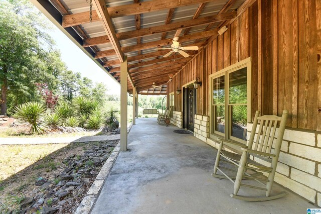 view of patio with ceiling fan