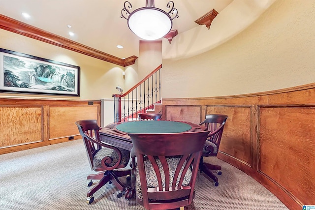 view of carpeted dining area