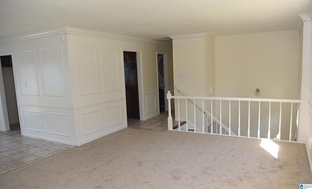 tiled empty room with ornamental molding