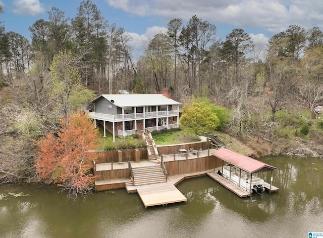 dock area featuring a water view