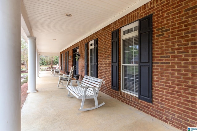 view of terrace with a porch