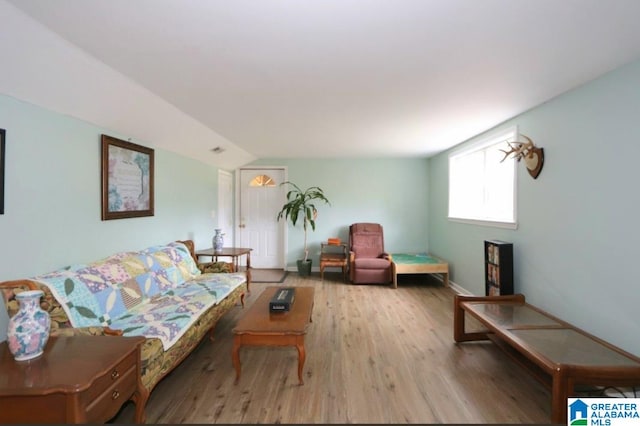 living room with light wood-type flooring