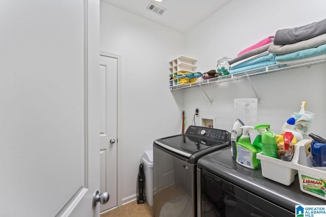 laundry area with washer and dryer and washer hookup