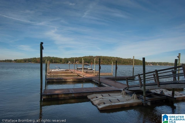 view of dock featuring a water view