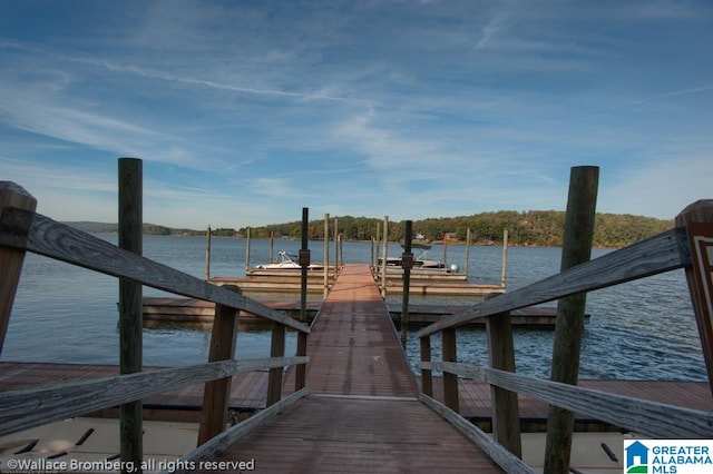 view of dock featuring a water view