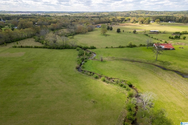 birds eye view of property featuring a rural view