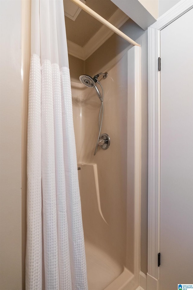 bathroom with a shower with curtain