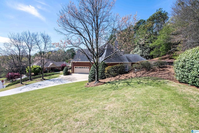 single story home with a front lawn and a garage