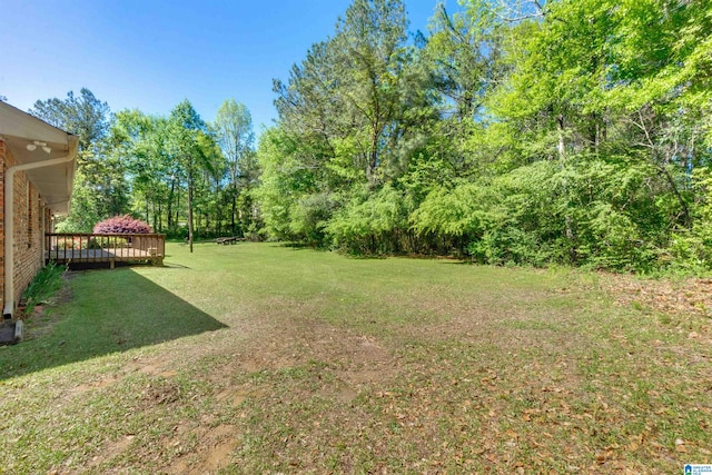 view of yard featuring a deck