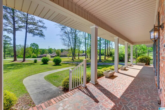 view of terrace with covered porch