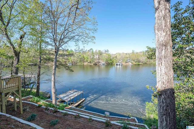 view of dock featuring a water view