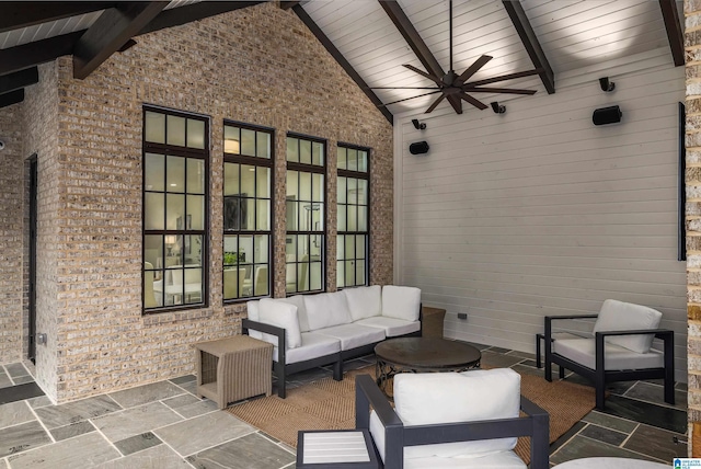 view of patio featuring outdoor lounge area and ceiling fan