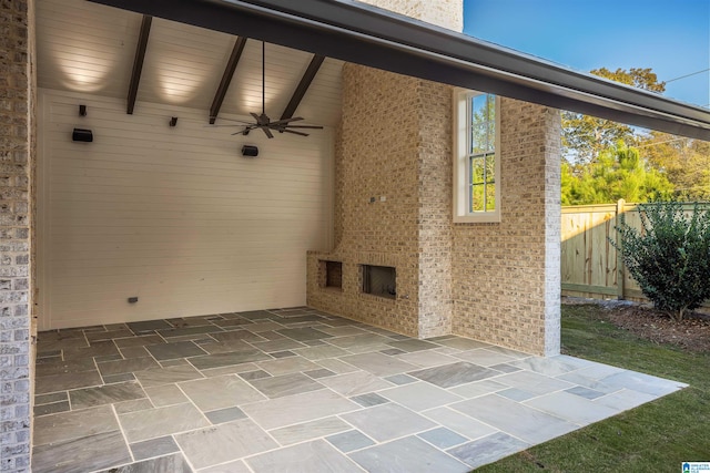 view of patio / terrace featuring ceiling fan