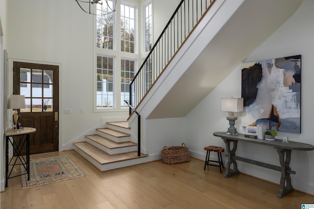 entrance foyer featuring a healthy amount of sunlight and light hardwood / wood-style flooring