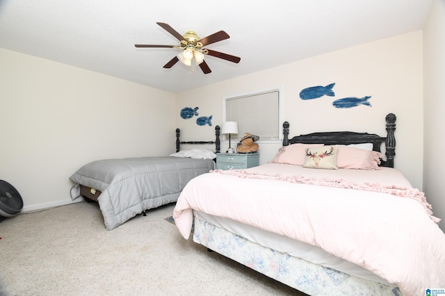 bedroom featuring carpet flooring and ceiling fan