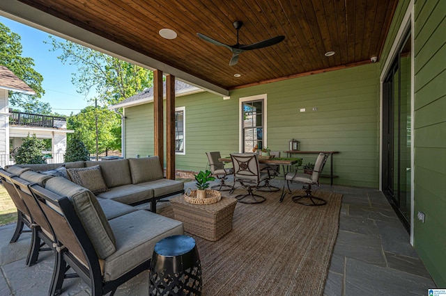 view of patio / terrace with outdoor lounge area and ceiling fan