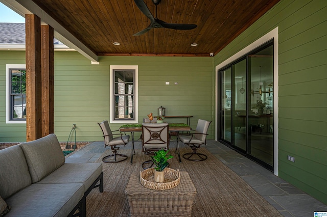 view of patio / terrace featuring an outdoor hangout area and ceiling fan