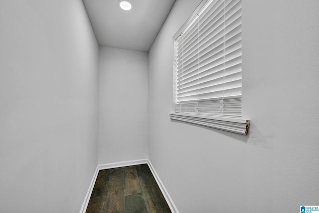 spacious closet with dark hardwood / wood-style flooring