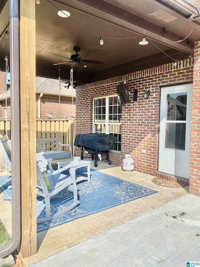 view of patio / terrace with ceiling fan