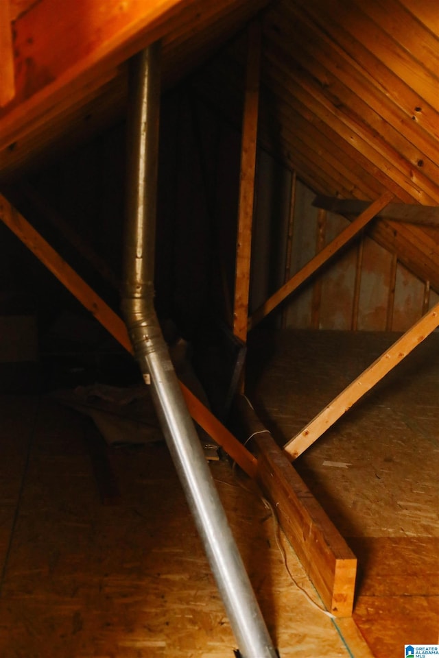 view of unfinished attic