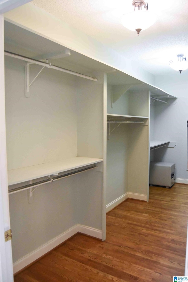 walk in closet featuring hardwood / wood-style flooring