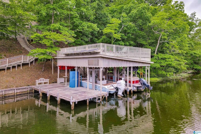 view of dock featuring a water view