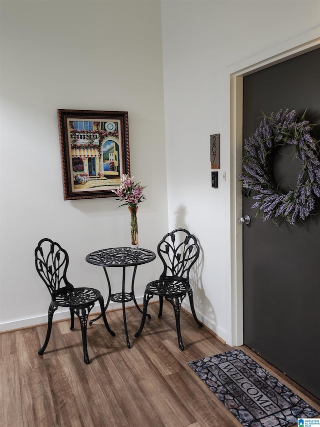 interior space with hardwood / wood-style floors