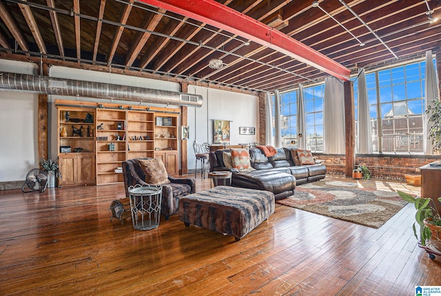 living room with hardwood / wood-style flooring