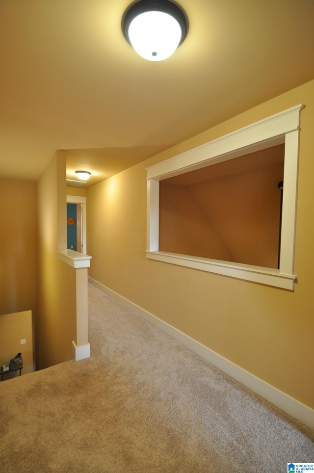 basement featuring carpet flooring