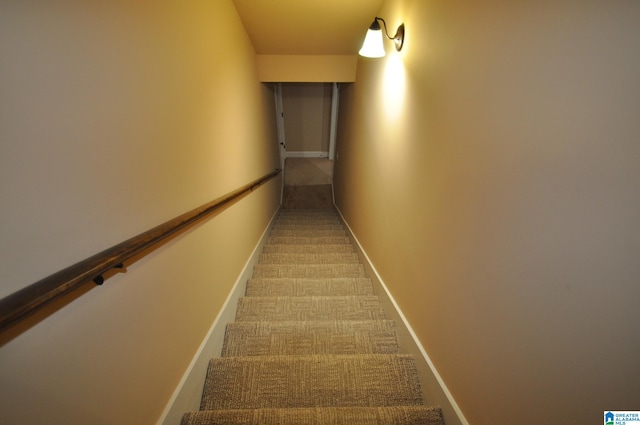 stairway with light carpet